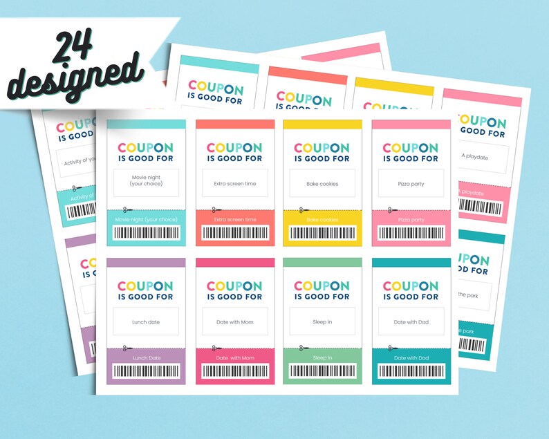 Kids Reward Coupons Printable Rainbow Coupons Birthday Coupons DIY