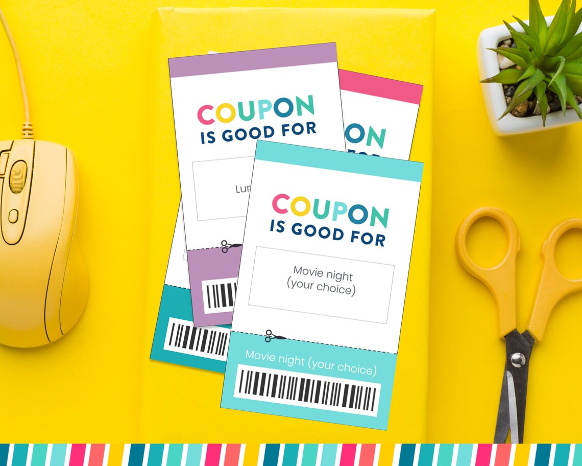 Kids Reward Coupons Printable Rainbow Coupons Birthday Coupons DIY