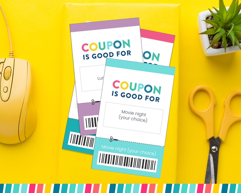 Kids Reward Coupons Printable Rainbow Coupons Birthday Coupons DIY