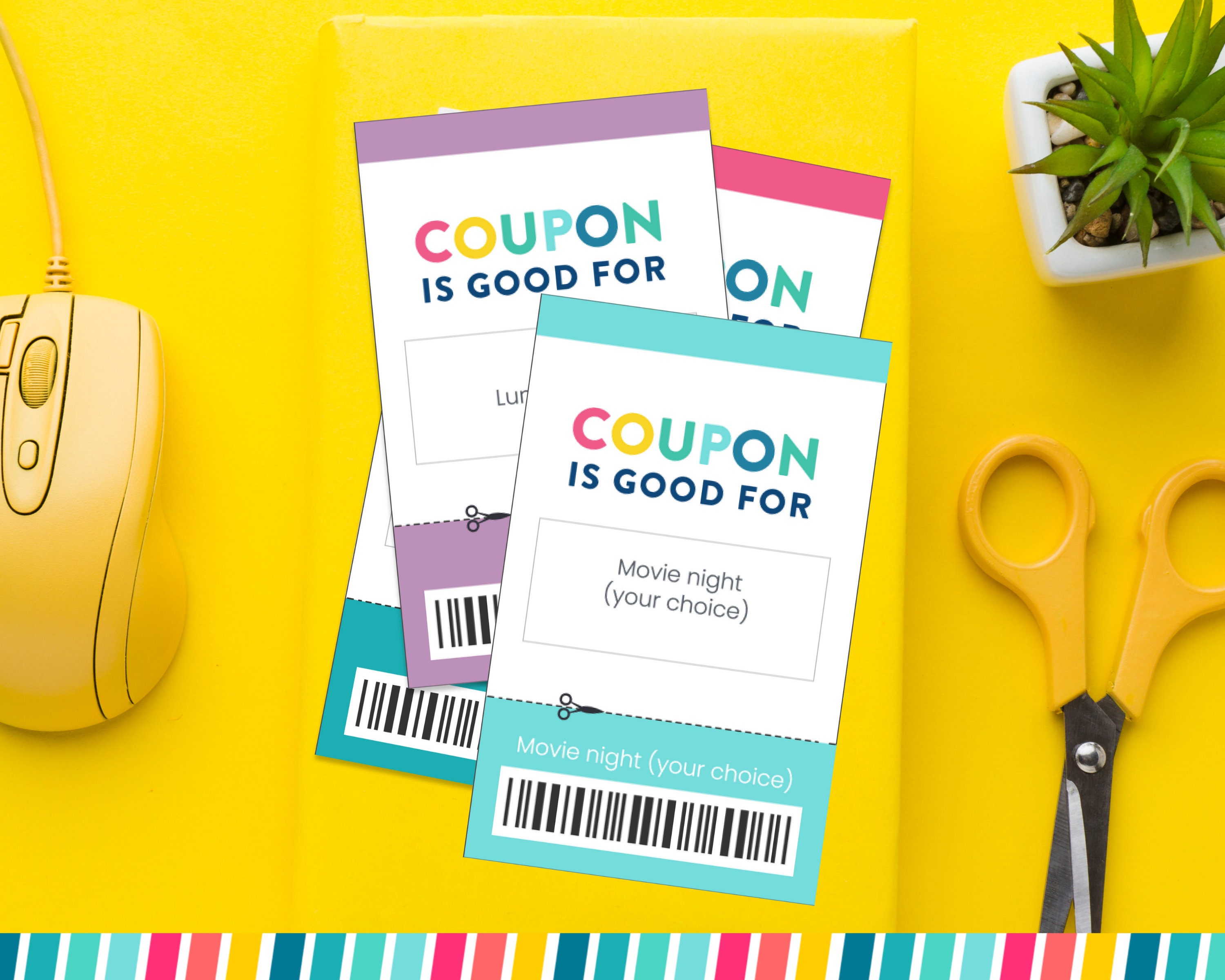 Kids Reward Coupons Printable Rainbow Coupons Birthday Coupons DIY