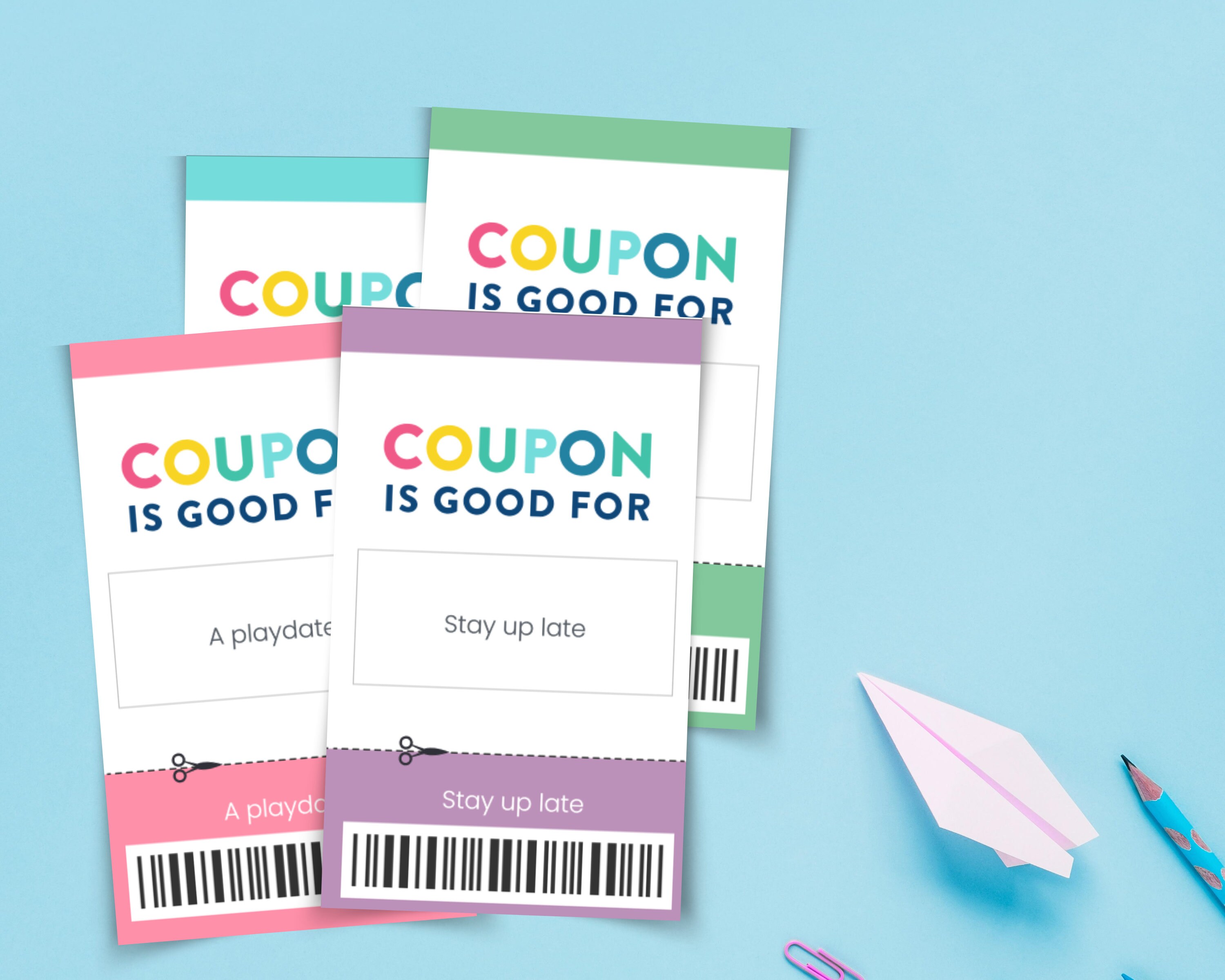 Kids Reward Coupons Printable Rainbow Coupons Birthday Coupons DIY