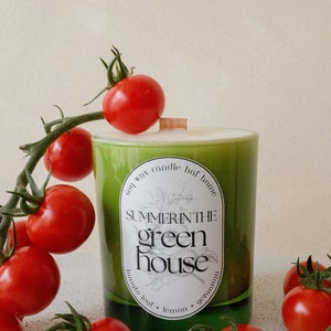 summer in the greenhouse, fresh tomato leaf scented candle