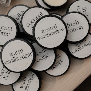 mini travel size candle tins; 2oz travel candles with wooden wicks
