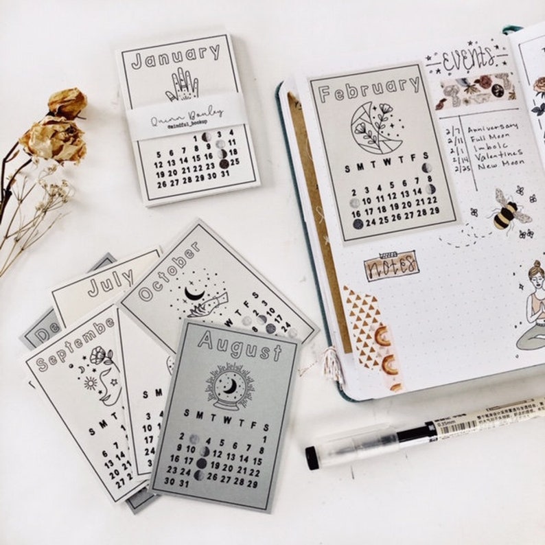 2020 Mini Moon Phase Calendars / Bullet Journal & Planner / | Etsy