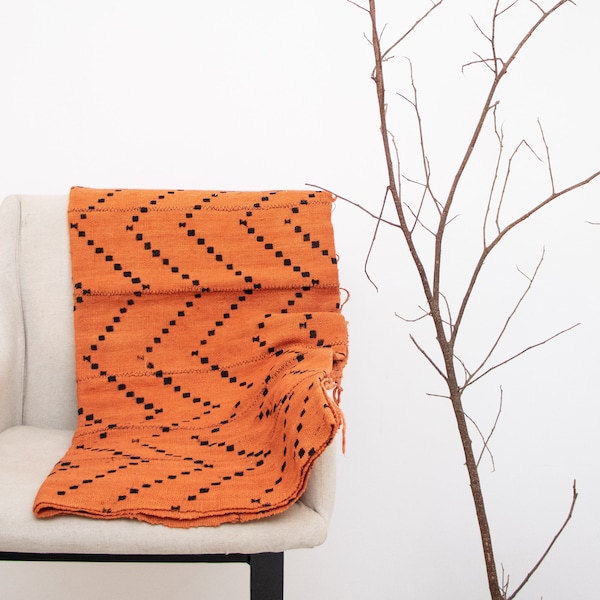 Bogolan Mudcloth Orange #1 - 170cmx110cm - from AfricanTextil 100% Coton Malien handmade