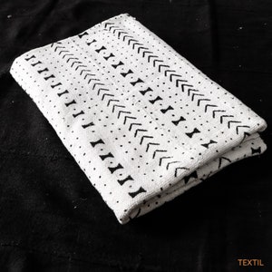 Bogolan Mudcloth White #7 - 170cmx110cm - from AfricanTextil 100% Coton Malien handmade