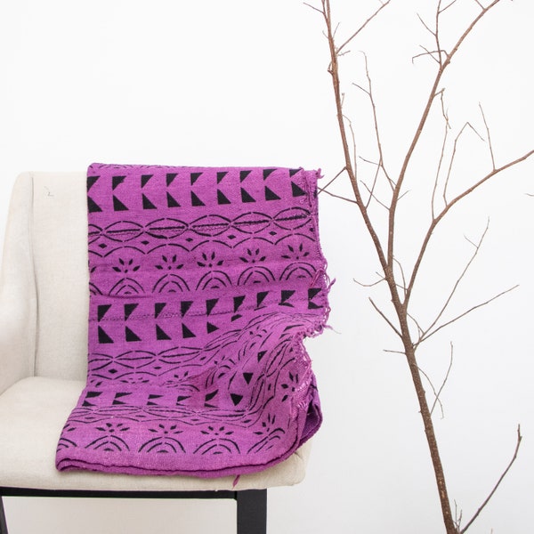 Bogolan Mudcloth Violet #7 - 180cmx110cm - from AfricanTextil 100% Coton Malien handmade