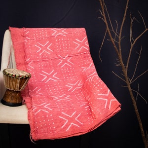 Bogolan Leraduk Rosenrosa #6 - 170cmx110cm - från AfricanTextil 100% Bomull Malien handgjord