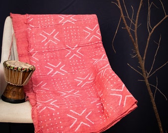 Bogolan Mudcloth Rose Pink #6 - 170cmx110cm - from AfricanTextil 100% Coton Malien handmade