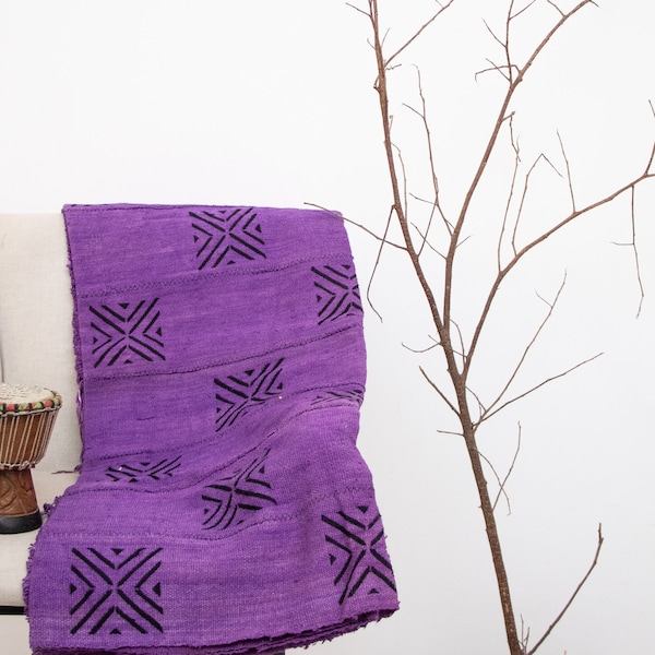 Bogolan Mudcloth Violet #1 - 180cmx110cm - from AfricanTextil 100% Coton Malien handmade