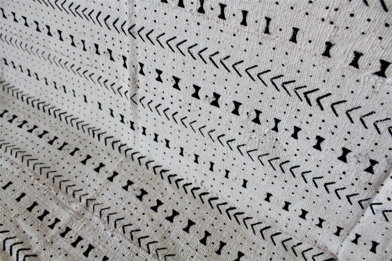 Bogolan Mudcloth White 7 180cmx110cm from AfricanTextil 100% Coton Malien handmade image 2