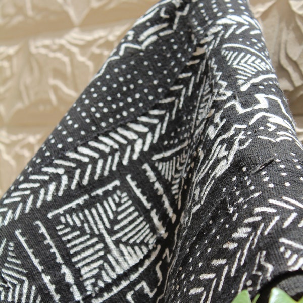 Bogolan Mudcloth Black #19 - 180cmx110cm - from AfricanTextil 100% Coton Malien handmade