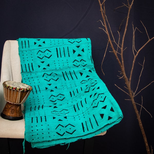 Bogolan Mudcloth Green #9 - 180cmx110cm - from AfricanTextil 100% Coton Malien handmade