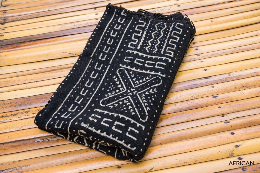 Bogolan Mudcloth Black #12 - 170cmx110cm - from AfricanTextil 100% Coton Malien handmade