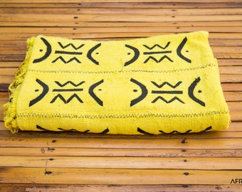 Bogolan Mudcloth Jaune #1 - 170cmx110cm - from AfricanTextil 100% Coton Malien handmade