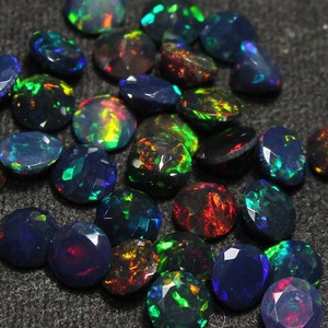 AAA Grade Opal Cut, Faceted Opal, Black Opal, Natural Ethiopian Opal, Round Shape, AAA Faceted Black Opal, Opal Cut, Loose Opal