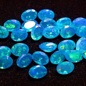 AAAA Quality Faceted Opal Natural, Paraiba Opal, Natural Ethiopian Opal Oval Shape, AAAA Grade Faceted Opal, Amazing Quality MM Size Opal image 2