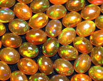 Qualité AAA, Cabochon d'opale, Opale orange, Cabochon à dos plat, Opale de feu, Cabochon ovale d'opale, Opale éthiopienne naturelle, Forme ovale, Opale lâche