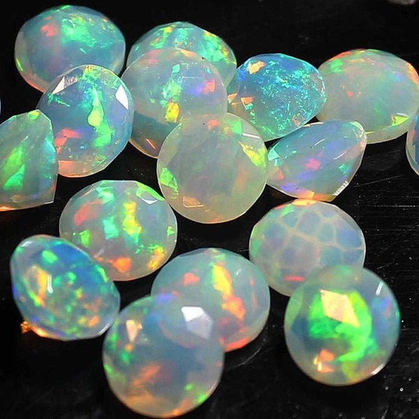AAA Grade Opal cut, Opal Crystal, Faceted Opal, Natural Ethiopian Opal, Round Shape, AAA Cut Opal, Multi fire opal, Loose Opal  BD-47