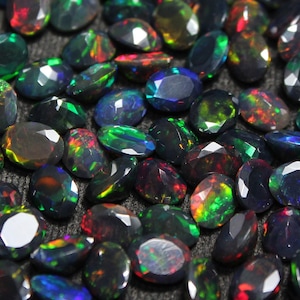 AAA Grade Opal Cut, Opal Crystal, Black Opal, Natural Ethiopian Opal, Oval Shape, AAA Faceted Black Opal, Opal Cut, Loose Opal