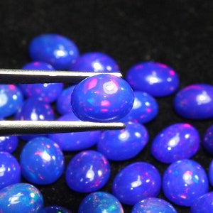AAA Grade Opal Cabochon, Flat Back Cabochon, Fire Opal, Opal Oval Cabochon, Natural Ethiopian Opal, Oval Shape, Loose Opal, Purple opal