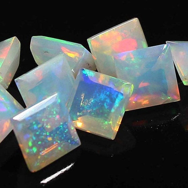 AAA Grade Opal cut, Opal Gemstone, Faceted Opal, Natural Ethiopian Opal, Square Shape, AAA Cut Opal, Multi fire opal, Opal For Jewelry BD-48