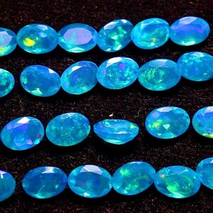 AAAA Quality Faceted Opal Natural, Paraiba Opal, Natural Ethiopian Opal Oval Shape, AAAA Grade Faceted Opal, Amazing Quality MM Size Opal image 3