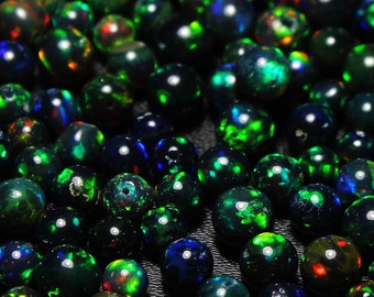 AAA Grade Opal, Opal Balls Beads, Loose Black Opal Balls, Drilled Natural Ethiopian Opal, AAA Opal, Loose Opal Jewelry