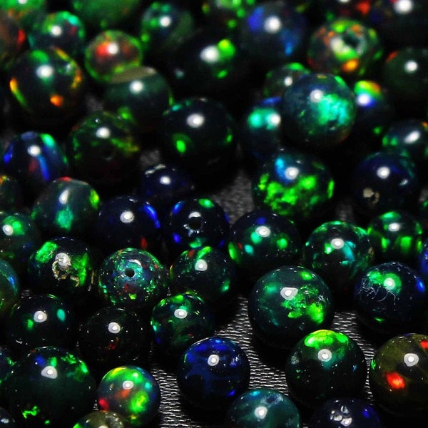 AAA Grade Opal, Opal Balls Beads, Loose Black Opal Balls, Drilled Natural Ethiopian Opal, AAA Opal, Size 4-5mm, Loose Opal Jewelry CC60