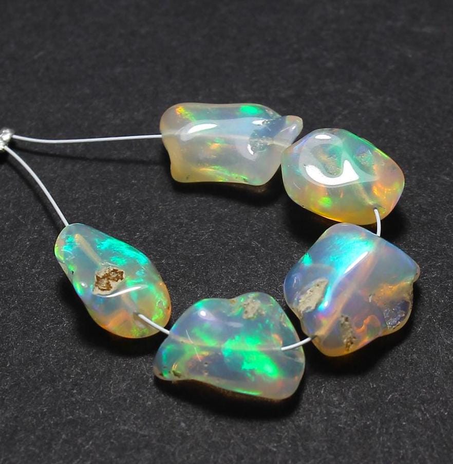 5 PCs, AAA Grade Opal, Opal Crystal, Opal Uncut Beads, Size 10-12mm, Opal Rough Beads, AAA Natural Ethiopian Opal Polish Rough