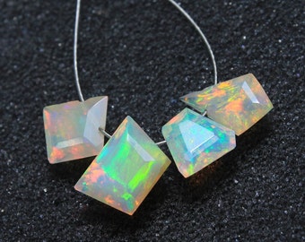 4 PCs, AAA Grade Opal, Opal Crystal, Geometric Shape  Beads, Size 9-10.5mm, Opal Cut Beads, AAA Natural Ethiopian Opal