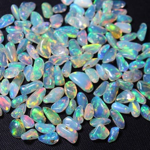 100 piezas, ópalo de grado AAA, ópalo Welo, cristal de ópalo, ópalo en bruto, ópalo etíope natural, ópalo en bruto pulido AAA, tamaño 3-7 mm, ópalo en bruto suelto