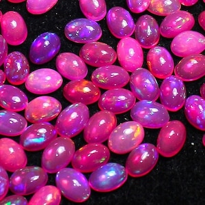 AAA Grade Pink Opal Cabochon, Flat Back Cabochon, Fire Opal, Opal oval Cabochon, Natural Ethiopian Opal, Oval Shape, Loose Opal
