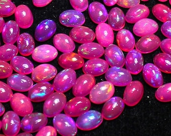 AAA Grade Pink Opal Cabochon, Flat Back Cabochon, Fire Opal, Opal oval Cabochon, Natural Ethiopian Opal, Oval Shape, Loose Opal