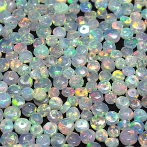 AAA Grade opal Beads, Faceted Beads, Natural Ethiopian Opal, Drilled Loose Opal Rondelle Beads, Size 4-5mm, Loose Welo Opal cut Beads