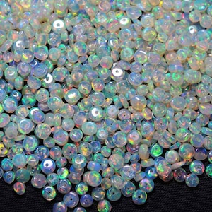 AAA Grade Opal Loose Beads, Natural Ethiopian Opal, Drilled Loose Opal Smooth Beads, Size 3.50-5mm, Loose Fire Opal Polish Beads Multi Fire