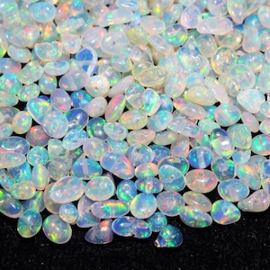 100 PCs, Drilled Polish Opal, AAA Grade Opal, Opal Crystal, Natural Ethiopian Opal, AAA Tumble Size 3-5 MM, Loose Welo Opal Polish Rough,