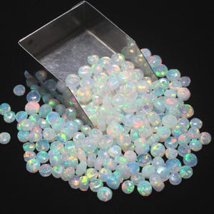 AAA Grade opal Beads, Faceted Beads, Natural Ethiopian Opal, Drilled Loose Opal Rondelle Beads, Size 4-5mm, Loose Welo Opal cut Beads