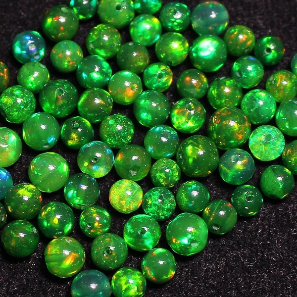 AAA Grade Opal, Opal Balls Beads, Loose Green Opal Balls, Drilled Natural Ethiopian Opal, AAA Opal, Taille 4-5mm, Loose Opal Jewelry