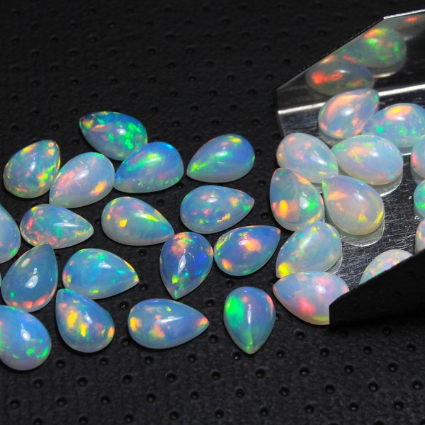 AAA Grade Opal Cabochon, Opal Crystal, Natural Ethiopian Opal, Pear Shape, AAA Smooth Opal, Multi fire opal, Loose Opal For Jewelry BD-65