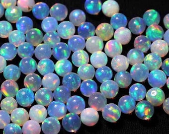 Perles d'opale de qualité AAA forées, boules d'opale, boules d'opale en vrac, opale d'Éthiopie naturelle, opale de forme ronde, taille 4-5 mm, opale pour collier