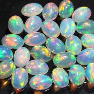 AAA Grade Cabochon, Flat Back Cabochon, Fire Opal, Opal Cabochon, Natural Ethiopian Opal, Oval Shape, Loose Opal Smooth