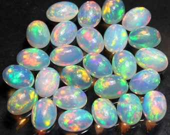 AAA Grade Cabochon, Flat Back Cabochon, Fire Opal, Opal Cabochon, Natural Ethiopian Opal, Oval Shape, Loose Opal Smooth