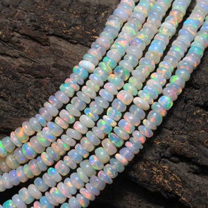 AAA Grade Ethiopian Opal Smooth Rondelle Bead, Natural Ethiopian Opal Beads Rondelle Beads, 3.5-4.5mm, 16 Inches, Fire Opal For Jewelry