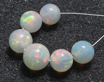 6 PCs, AAA Grade Opal, Opal Crystal, Smooth  Opal Beads, Size 7-8 mm, Opal Balls, AAA Natural Ethiopian Opal Polish Balls, Opal Balls