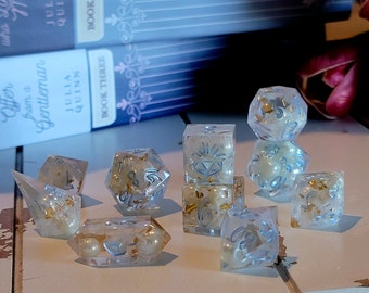Ocean Away - bridgerton inspired pearl polyhedral dice set