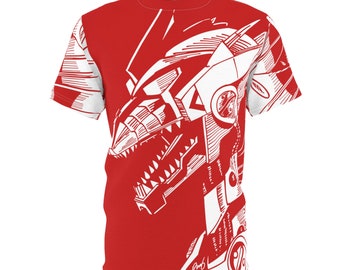 Kaiju Ink - Metal Heart Code Red Unisex AOP Cut & Sew T-Shirt