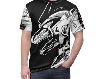 Kaiju Ink - Metal Heart Black Steel Unisex AOP Cut & Sew T-Shirt