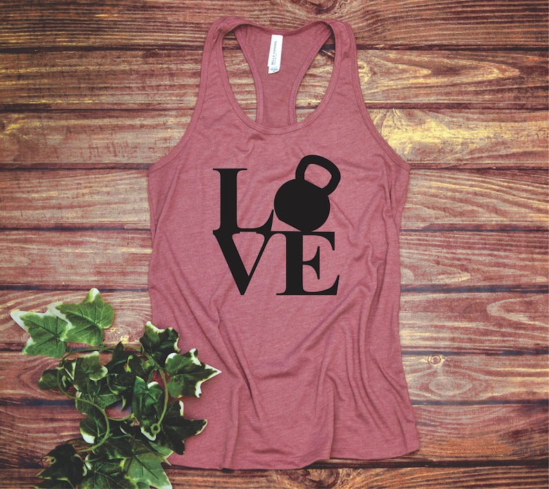 Fitness Love Kettlebell Workout Shirt Fit Tee Gym Shirts Women Fitness Tank Top Funny Workout Shirt