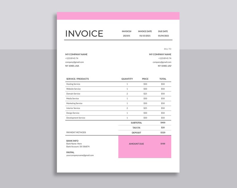 editable invoice template ms word and google docs printable etsy